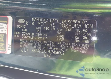 2017 Kia Soul + z USA, uszkodzony, nr VIN KNDJP3A57H7496512